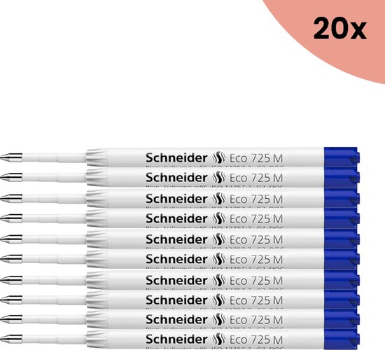 20x Balpenvulling Schneider Eco 725 M blauw