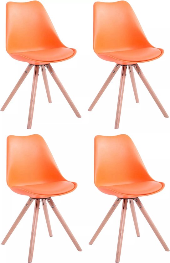 In And OutdoorMatch Eetkamerstoelen Harmony - Oranje - Zithoogte 48cm - Kuipstoel - Woonkamerstoelen - Bezoekersstoel - Keukenstoelen - Set van 4