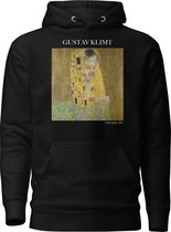 Gustav Klimt 'De Kus' ("The Kiss") Beroemd Schilderij Hoodie | Unisex Premium Kunst Hoodie | Zwart | M