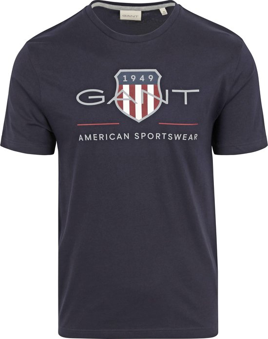 Gant - T-shirt Logo Navy - Heren - Maat L - Regular-fit