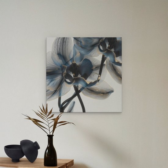 Artaza Peinture sur toile Deux orchidées bleues sur fond Witte - 40 x 40 - Klein - Photo sur toile - Impression sur toile