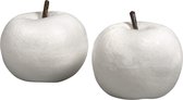 Rayher Piepschuim vorm/figuur fruit Appel - set 2x stuks - wit - H7 cm - Hobby materialen - Styrofor knutselen