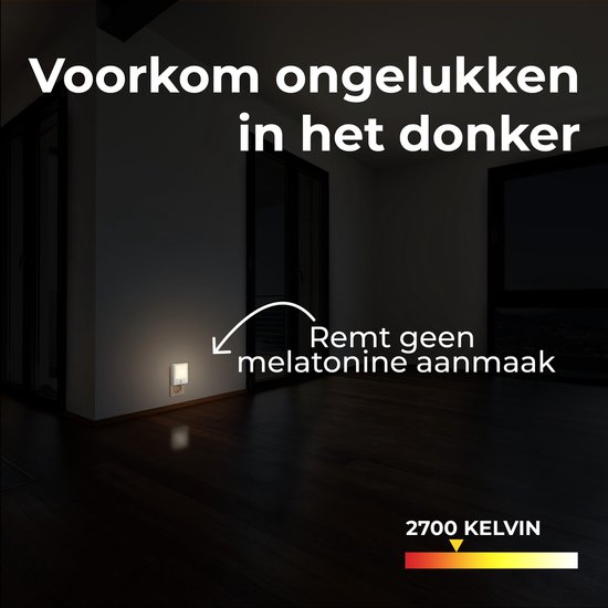 Night Light Power Socket Motion Sensor - Lumière pour Bébé, enfant, Adultes et chambre à coucher - Siècle des Lumières LED Wit chaud - 2 pièces + 2x Sécurité Kinder