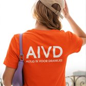 Dames Oranje Koningsdag T-shirt - Maat L - AIVD Altijd In Voor Drankjes Back