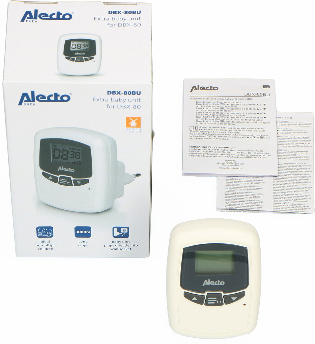 Afbeelding 2 van Alecto Babyfoon Bundel - Audio Babyfoon met 2 Babyunits - Groot bereik tot 3km - Ideaal voor op vakantie - DBX-80 + DBX-80BU
