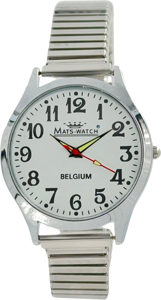Mats-Watch - Vintage - Horloges voor Heren - Rekband - Horloge voor hem - zilverkleurig - Belgisch Merk - 25 jaar garantie - Sieraden - Deluxe - Belgische kwaliteit - Limited Edition