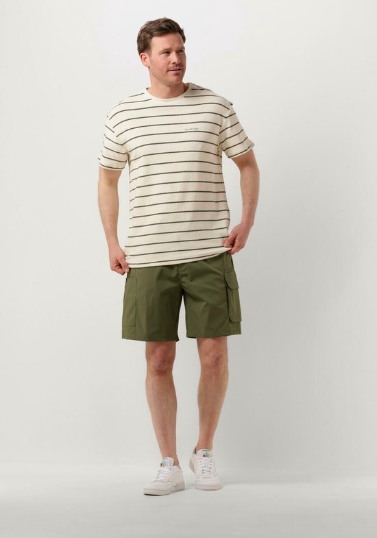 Anerkjendt Akkikki S/s Frotte Stripe Tee Polo's & T-shirts Heren - Polo shirt - Beige - Maat XL