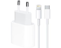 Oplader 20W USB-C incl 1M Lightning kabel - Quick Charge - Snellader - Geschikt voor Apple - iPhone/iPad - Laadstekker - Apple oplader - iPhone oplader - USB-C lader