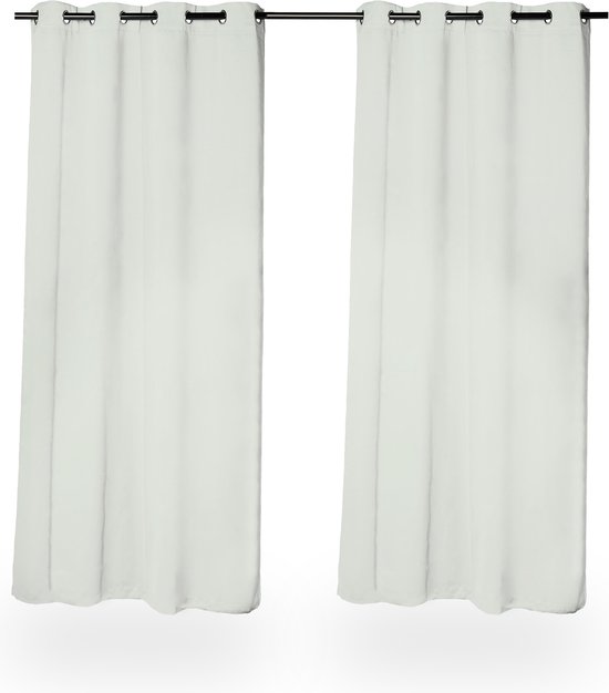 gordijnen verduisterend - set van 2 - met ringen - 245 x 135 cm - kant- en klaar - grijs