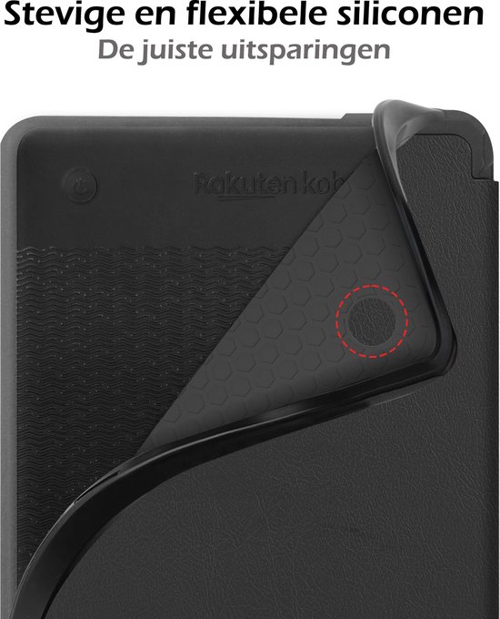 Hoesje Geschikt voor Kobo Clara 2E Hoes Book Case - Hoes Geschikt voor Kobo Clara 2E Hoesje Book Cover Met Screenprotector - Zwart van Hoesje  — afbeelding 3