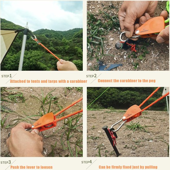 Lot De 4 à 20 Tendeurs Réfléchissants De 4 Mm De Long - 3,8 M