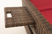 Clp Poly-rotan Wicker loungezetel ANCONA, voetsteun uittrekbaar, aluminium frame - kleur van rotan bruin gemeleerd overtrek robijnrood