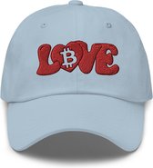 Groovy Love - Klassiek Bitcoin Petje - Licht Blauw - Geborduurd Logo| Bitcoin cadeau| Crypto cadeau| Bitcoin Cap| Crypto Cap| Bitcoin Pet| Crypto Pet| Bitcoin Merch| Crypto Merch| Bitcoin Kleding| Crypto Kleding