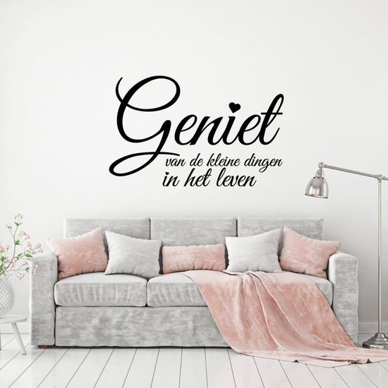 Muursticker geniet van de kleine dingen in het leven - Zilver - 160 x 101 cm muurstickers slaapkamer woonkamer