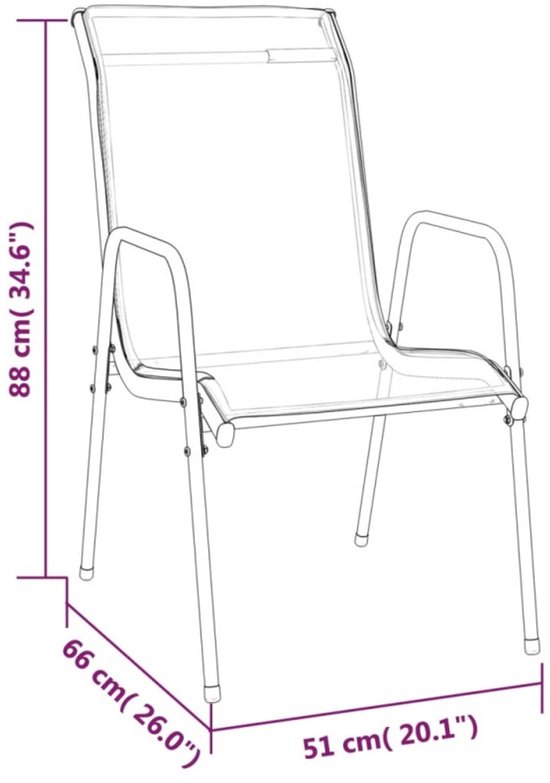 vidaXL - 7-delige - Tuinset - textileen - en - staal - zwart