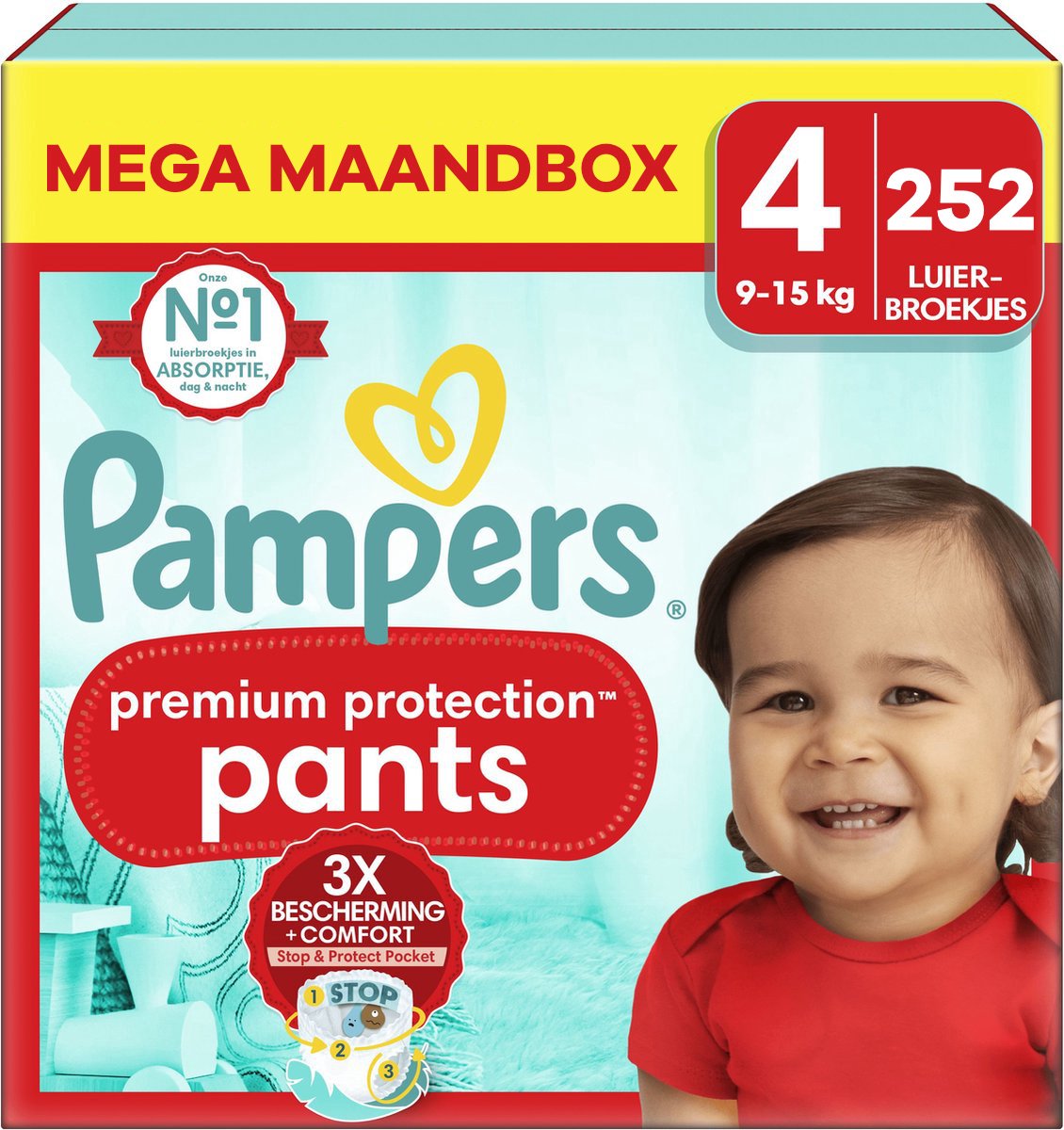 Goedkoopste Pampers - Premium Protection Pants - Maat 4 - Mega Maandbox - 252 stuks - 9/15 KG