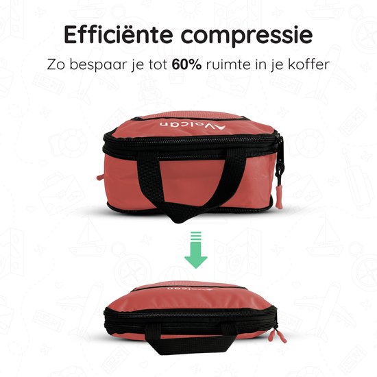 Volcan Compression Cubes d'emballage - Set organisateur de valise - Set de 4 - Avec fermeture éclair de compression - Pour sac à dos et valise - Vieux rose