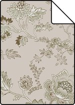 Proefstaal ESTAhome behangpapier vintage bloemen oudroze en olijfgroen - 139401 - 26,5 x 21 cm