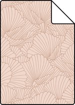 Proefstaal ESTAhome behangpapier getekende bladeren terracotta roze - 139492 - 26,5 x 21 cm