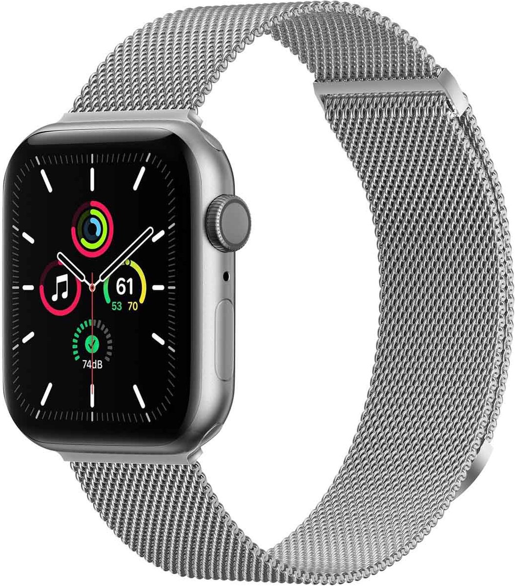 imoshion Milanees magnetisch bandje - Geschikt voor Apple Watch 1, 2, 3, 4, 5, 6, 7, 8, 9, 10, SE, Ultra (2) - 44/45/46/49 mm - Zilver - S