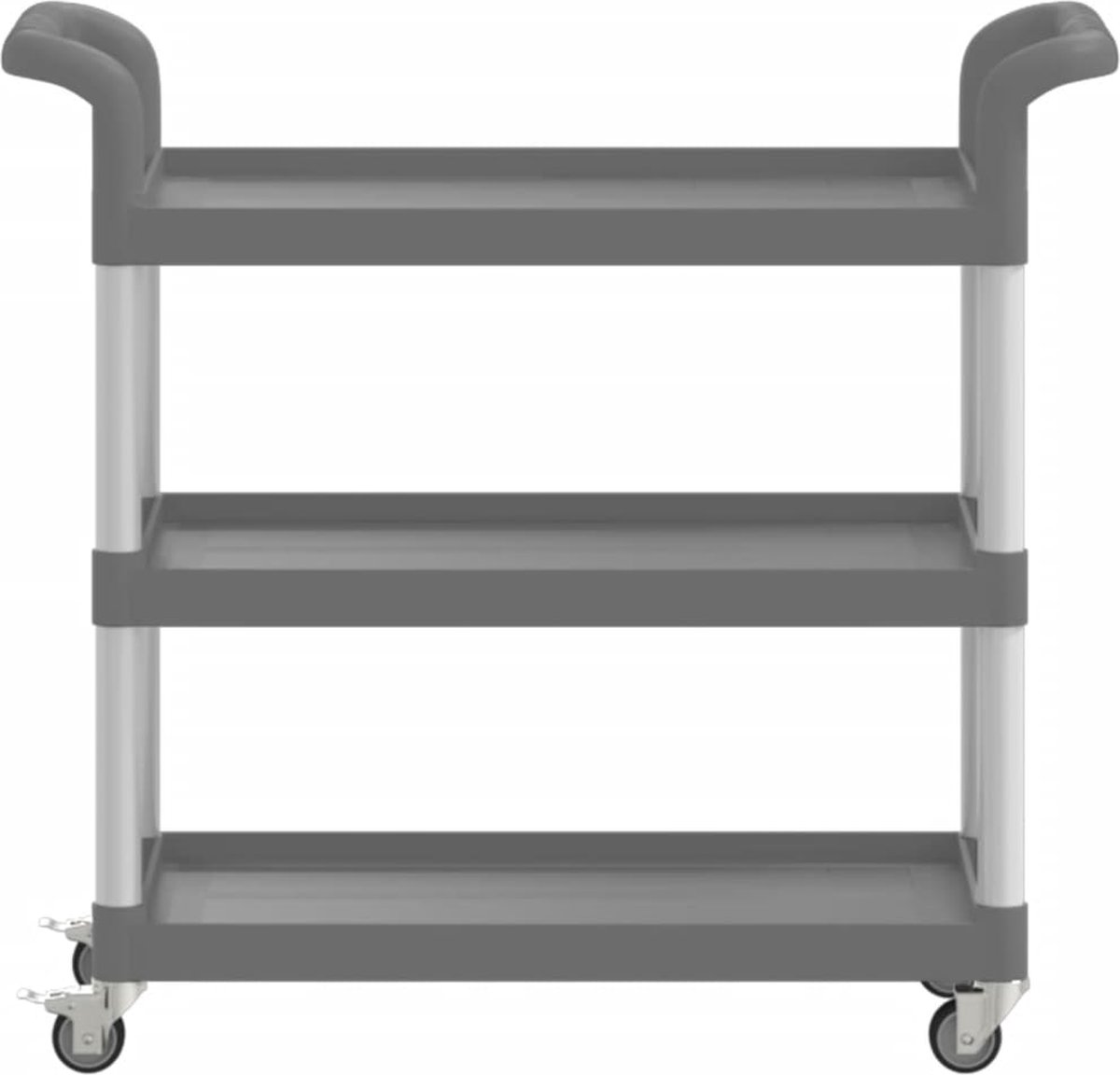 vidaXL Trolley 3-laags 77x34x72 cm aluminium grijs