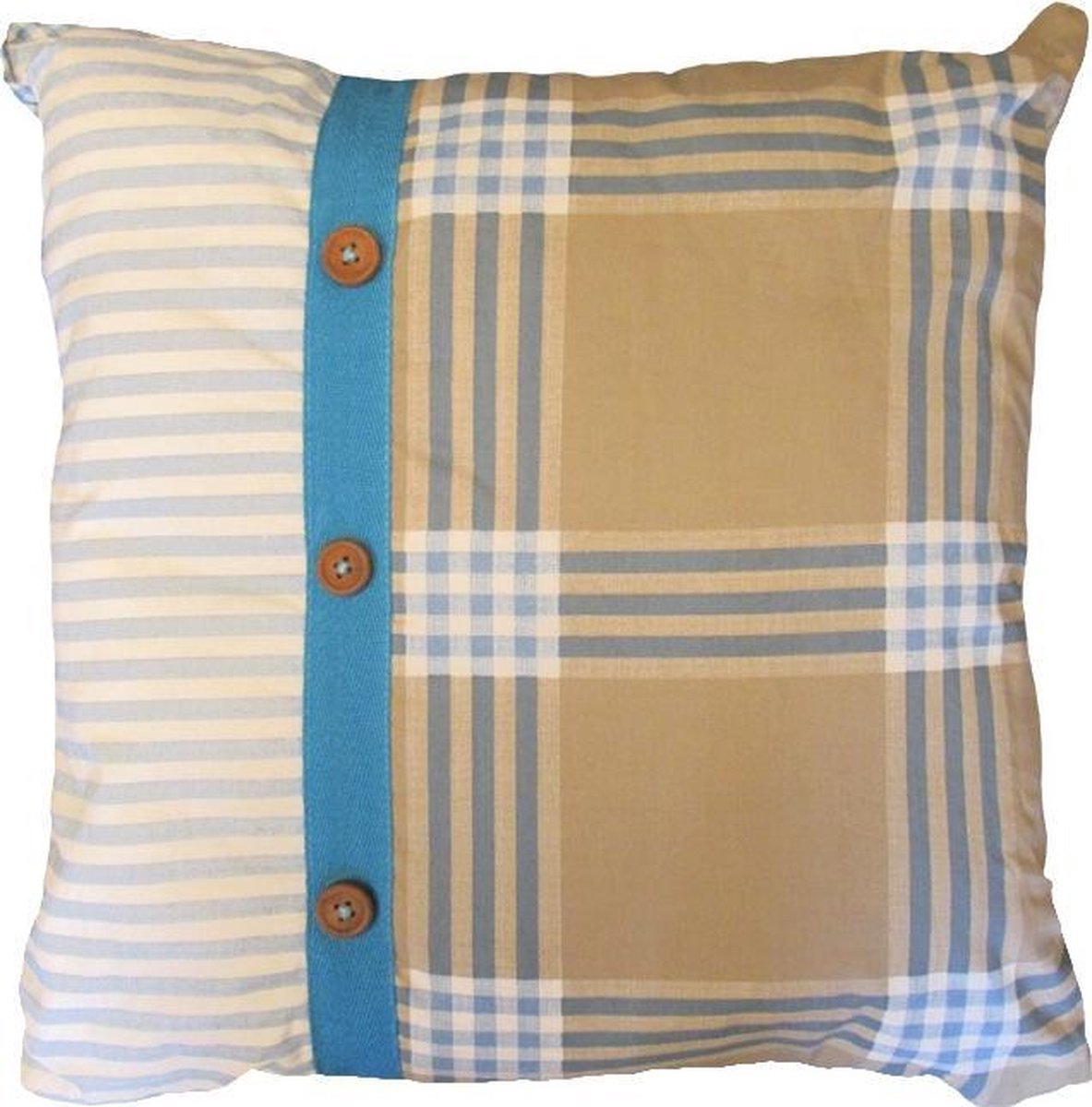 Marieke at Home Natural Check - Sierkussen - 45x45 cm - Blue