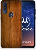 Coque Smartphone pour Motorola One Vision Coque Téléphone Bois Sombre