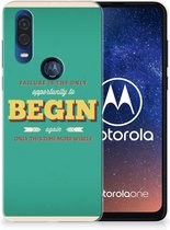 Motorola One Vision Siliconen hoesje met naam Quote Begin