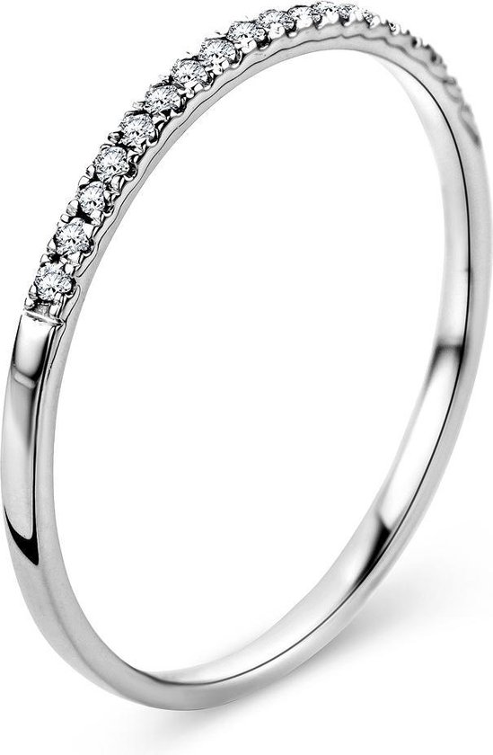 bol.com | Majestine 9 Karaat Alliance Ring Witgoud (375) met Diamant 0.08ct  maat 54