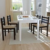 Eetkamerstoelen vierkant hout bruin 4 st (incl. vloerviltjes)