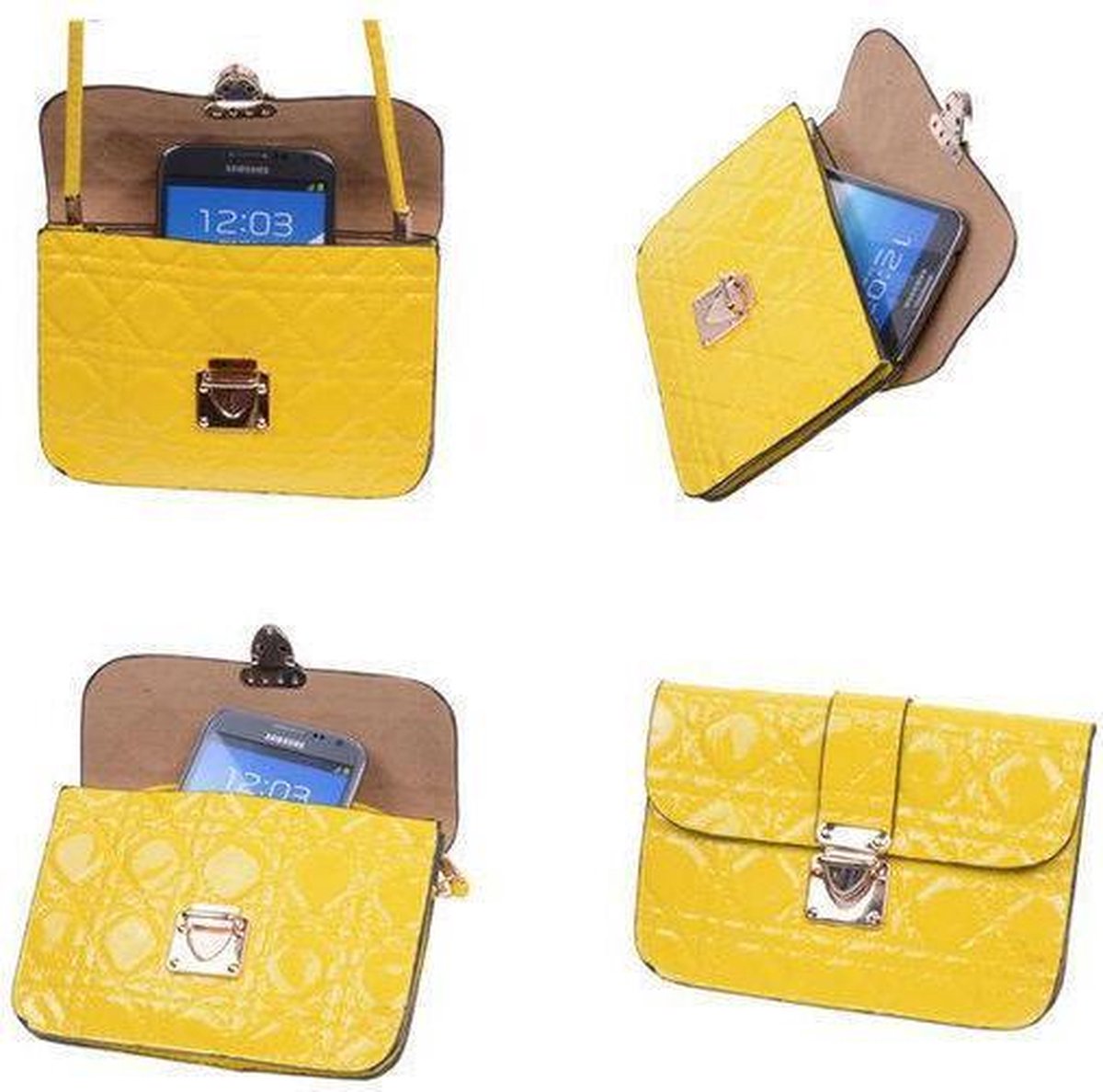 BestCases Geel Design Trendy Smartphone Wallet Kleine Handtas Schoudertas