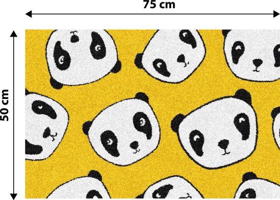 Tapis Kinder Tapis de sol pour chambre d'enfants Panda - Lavable - Antidérapant - 75 x 50 cm
