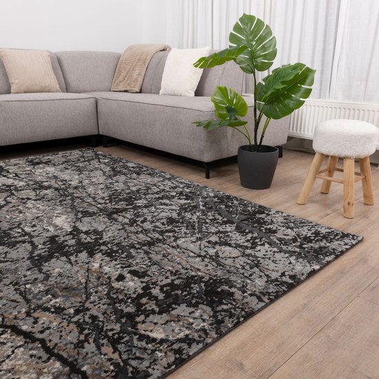 Woonkamer Tapijt Laagpolig Hanse Home Tapijtpaneel – Laagpolig Strepen Design, Zwart-crème, 120x170 Cm, Voor Woonkamer Zwart Crème Woonkamertapijt