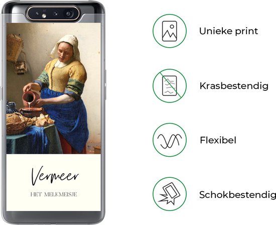 Telefoonhoesje Geschikt voor Samsung Galaxy A80 hoesje - Kunst - Melkmeisje - Vermeer - Siliconen Telefoonhoesje Telefoonhoesje