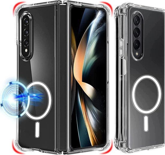 Hoesje Geschikt Voor Samsung Galaxy Z Fold 4 hoesje met Oplaadfunctie - Hoesje Geschikt Voor Samsung Galaxy Z Fold 4 Transparant Hoesje met Oplaadfunctie - Galaxy Z Fold 4 Magnetisch Hoesje