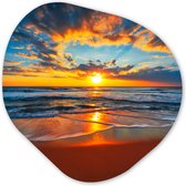 Décoration murale Organique - Décoration murale Plastique - Peinture Organique - Mer - Coucher de Soleil - Plage - Nuages - Oranje- 60x60 cm - Forme Miroir Organique sur Plastique