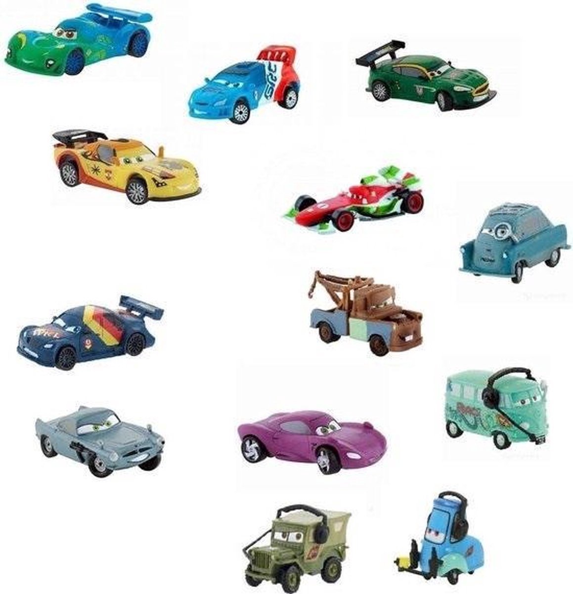 Speelset 10 Cars auto's - willekeurig geselecteerd - 4-5 cm - kunststof - Bullyland - (Let op wieltjes draaien niet!)
