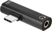 Xtabarya 2 In 1 Usb Type C Converter Naar 3.5mm Aux Jack Adapter Usb C Opladen Uitbreiding Oortelefoon Adapter -zwart