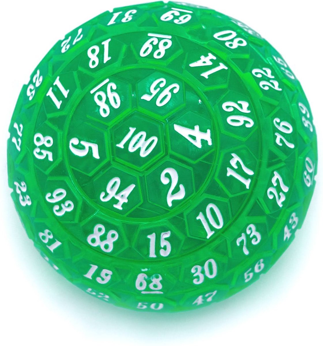 Lapi Toys - D100 dobbelsteen - D100 dice - DnD Polydice - 1 stuk - Acryl - Dungeons and Dragons - D&D - Pathfinder - RPG - Groen