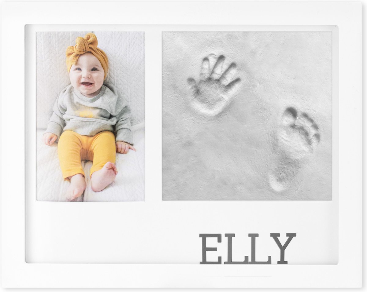 Empreinte de main et empreinte de bébé, cadre photo en bois de bébé avec  moulage en plâtre pour la main et le pied de bébé, image d'impression set  cadre photo cadeau de