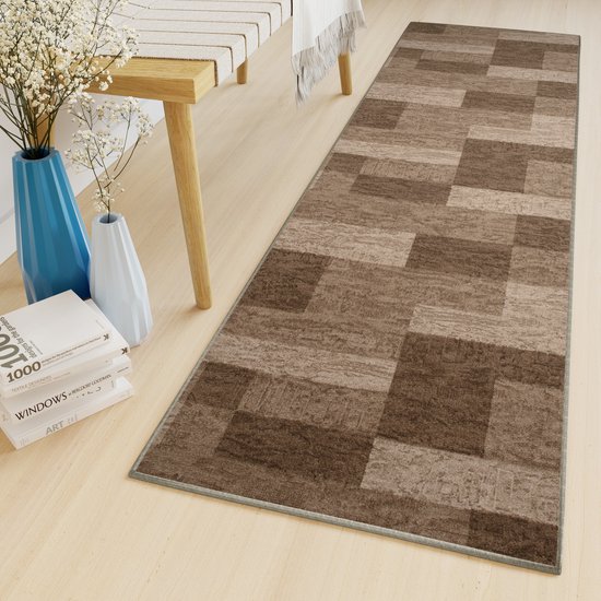 Tapiso Tapis en Caoutchouc Antidérapant en Caoutchouc Brun Couloir Salon Tapis en Caoutchouc Taille - 100x1050