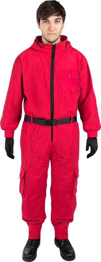 Funidelia | Squid Game Costume and Mask with Square - Official Netflix for Women and Men Costume for Adults Accessory Fancy Dress Up and Props for Halloween - Size M - L