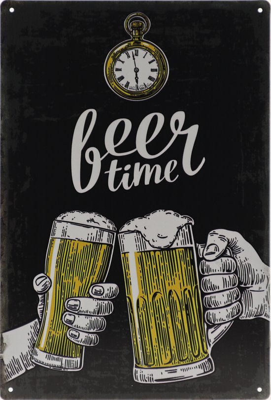 Wandbord – Bier - Beer Time - Retro - Wanddecoratie – Reclame bord –  Restaurant –... | bol.com
