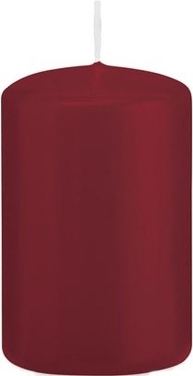 Trend Candles Cilinderkaars/stompkaars - bordeauxrood - 5 x 8 cm - 18 branduren - met brandvertragende folie