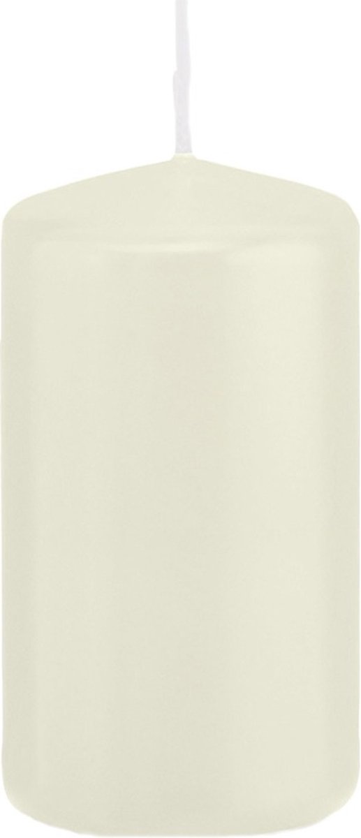 Trend Candles Cilinderkaars/stompkaars - ivoorwit - 6 x 12 cm - 40 branduren - met brandvertragende folie
