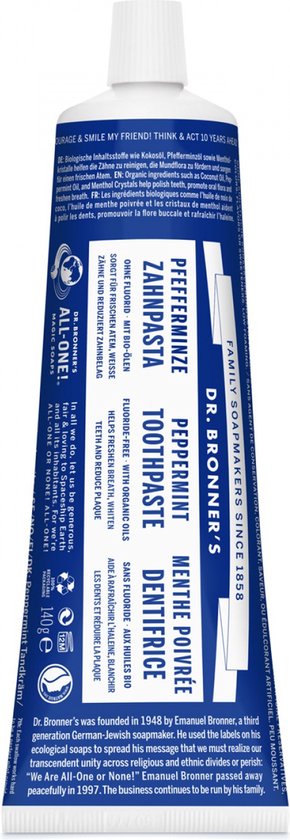 Tandpasta zonder fluoride - 140gr -Fluoride vrije tandpasta