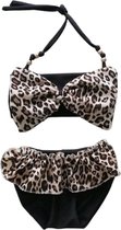 Maat 74 Bikini Zwart panterprint strik badkleding baby en kind zwem kleding leopard tijgerprint