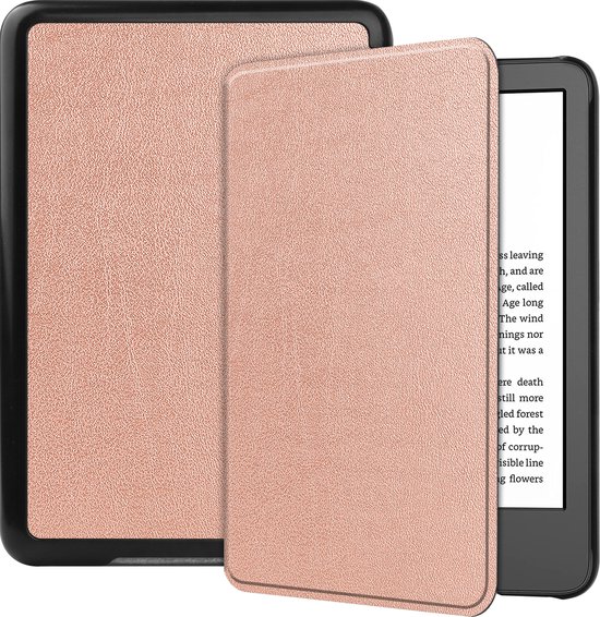 Case2go - E-reader Hoes geschikt voor Amazon Kindle 11 (2022) - Tri-fold Cover - Auto/Wake functie - Rose Gold