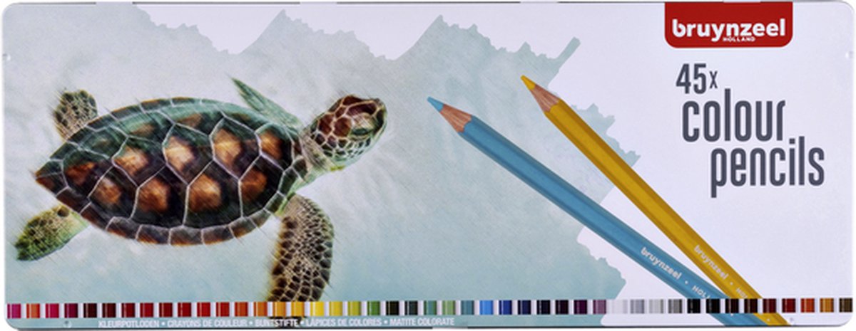 Kleurpotloden Bruynzeel schildpad blik à 45 stuks assorti - 4 stuks