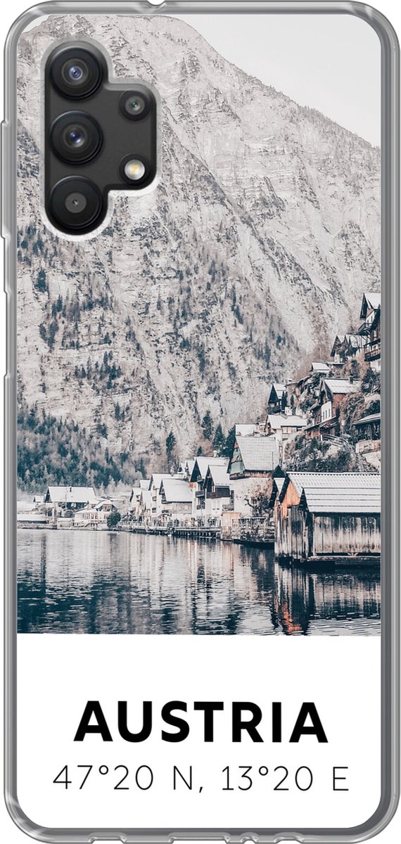 Telefoonhoesje Geschikt voor Samsung Galaxy A32 5G hoesje - Oostenrijk - Water - Berg - Alpen - Siliconen Telefoonhoesje Telefoonhoesje